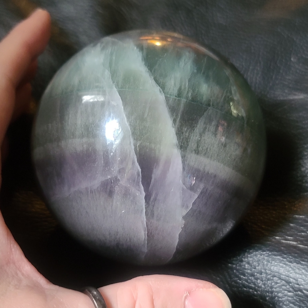 Beautiful rainbow Fluorite sphere #1 more than 8" diameter! - Picture 9 of 11